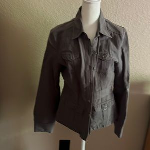 New York and company gray linen cotton jacket